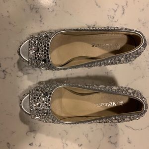 Rhinestone peep toe heels